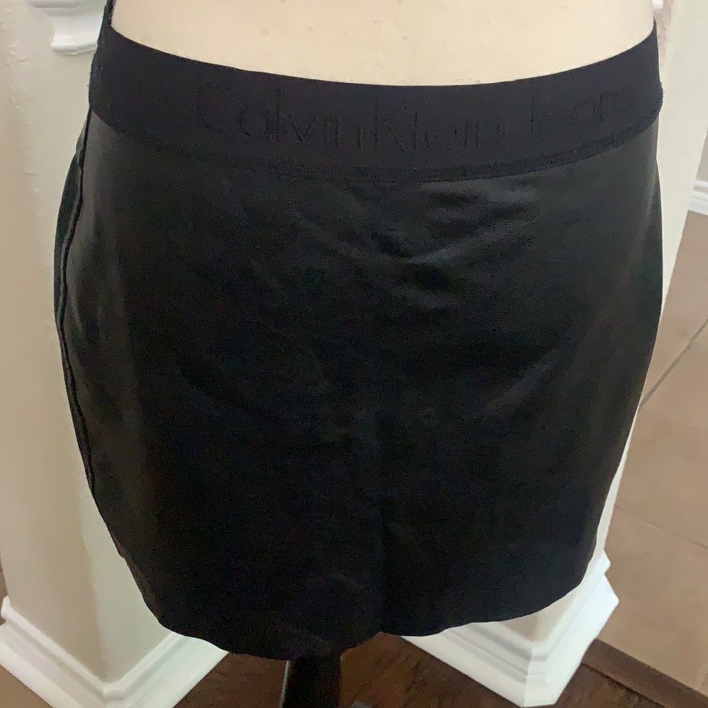 Calvin Klein black faux leather mini skirt Size M